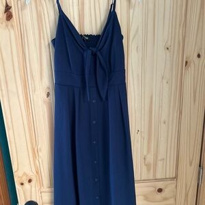 Kensie Blue Tie Front Spaghetti Strap Maxi Dress